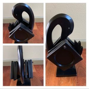 African Handcarved Wooden Coaster Set